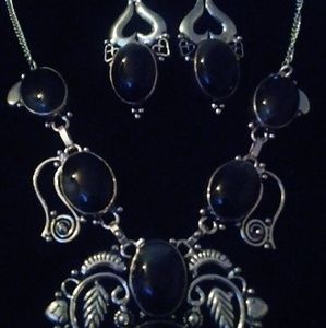 Black Agate 925 Sterling Silver 2-Piece Set